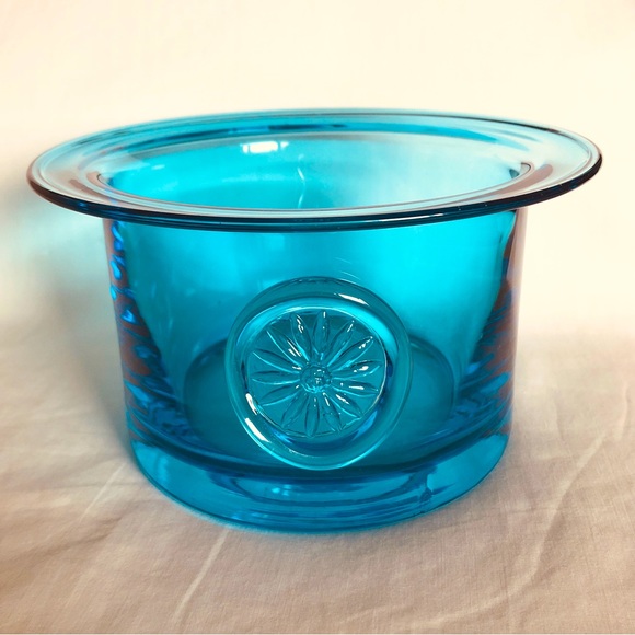 Vintage Dartington Glass Blue Daisy Bowl Frank Thrower 1960s - Picture 1 of 4